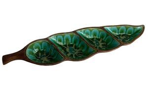 Vintage Treasure Craft Green Glazed Pea Pod Split Serving Dish USA